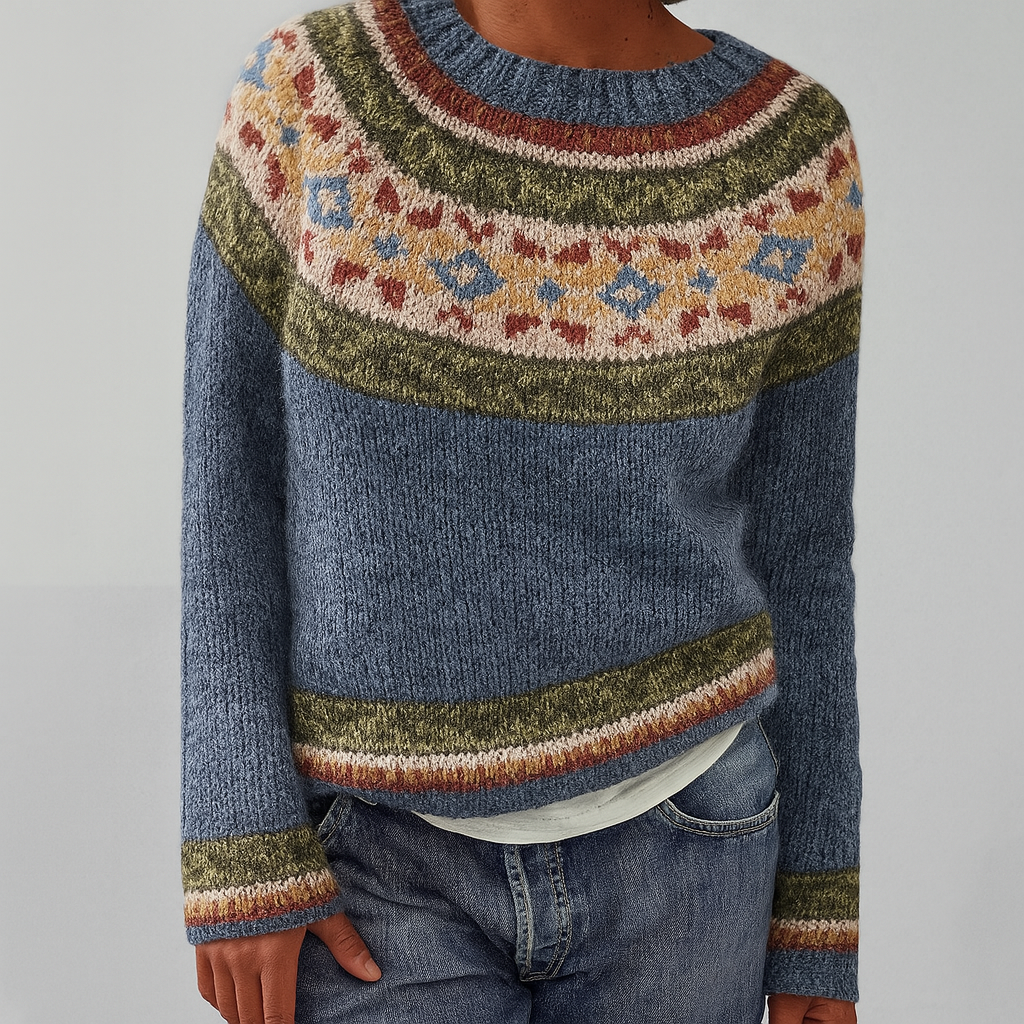 Boho Stickad Tröja – Mysig Elegans med Karaktär