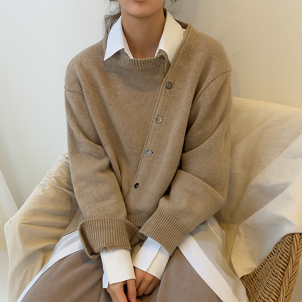 Asymmetrisk stickad tröja – Elegant vardagskomfort