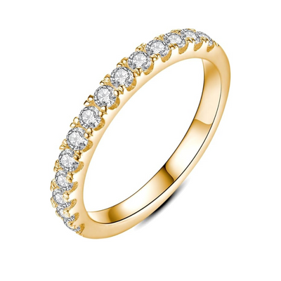 Molly – Vigselring i guld med moissanit