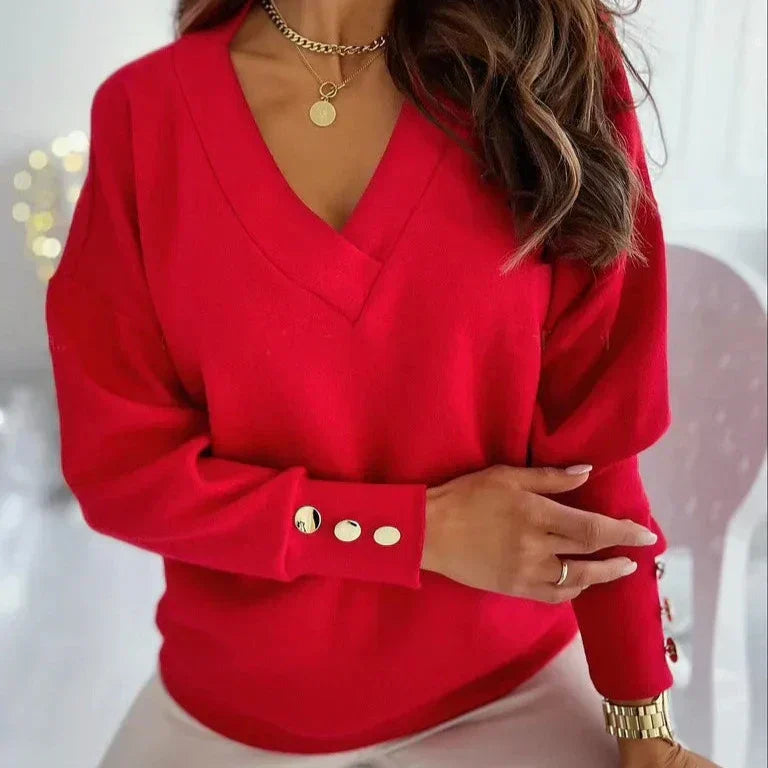 V-ringad Elegant Tröja – Lyxig Look Med Minimal Ansträngning