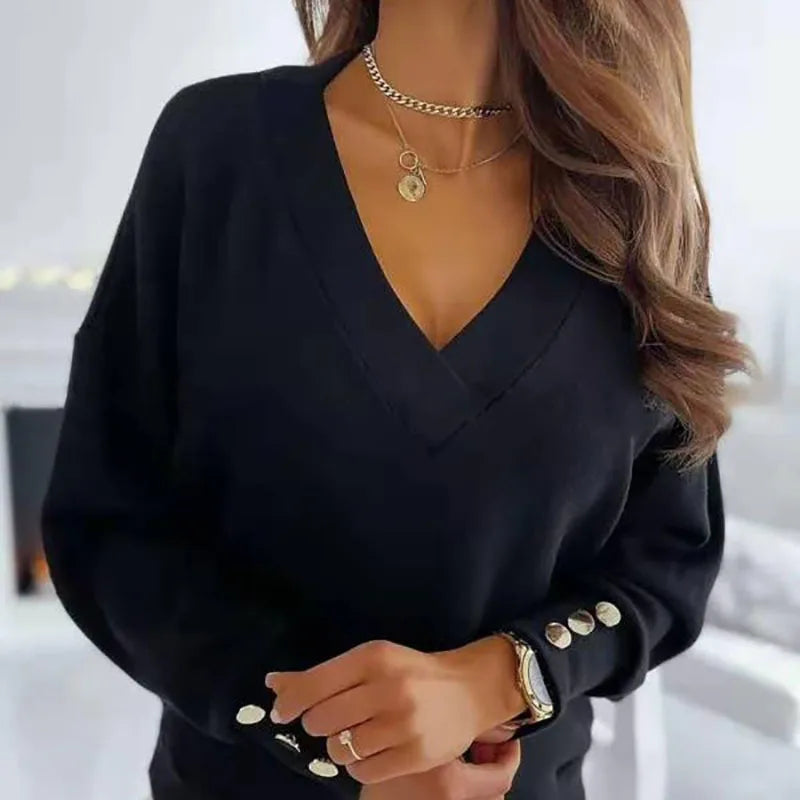 V-ringad Elegant Tröja – Lyxig Look Med Minimal Ansträngning