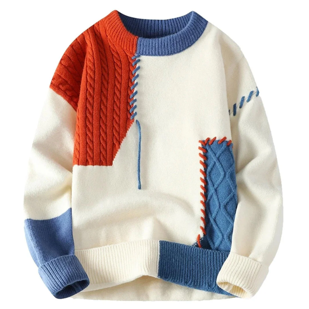 Patchwork stickad tröja – Lekfull stil med modern twist
