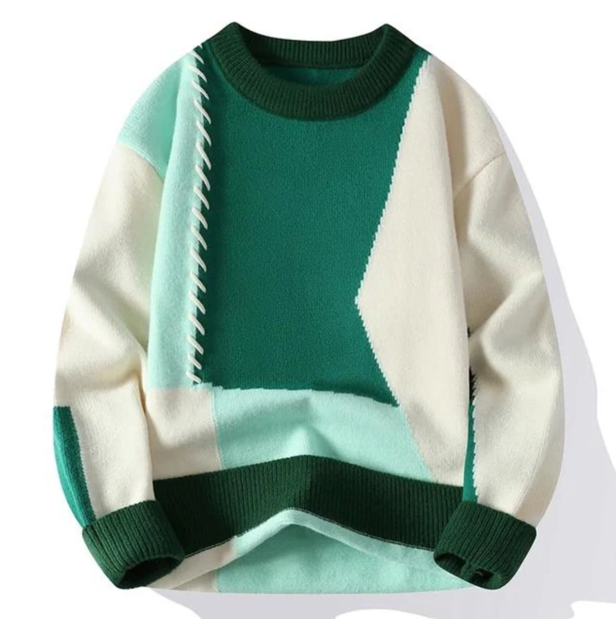 Patchwork stickad tröja – Lekfull stil med modern twist