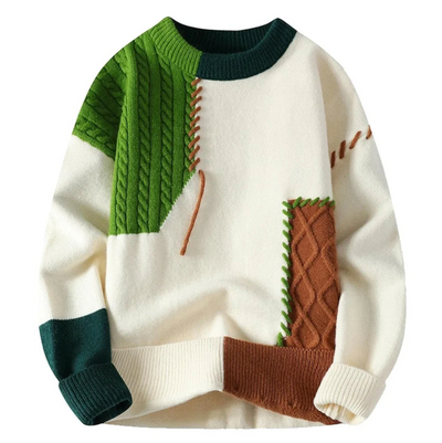 Patchwork stickad tröja – Lekfull stil med modern twist