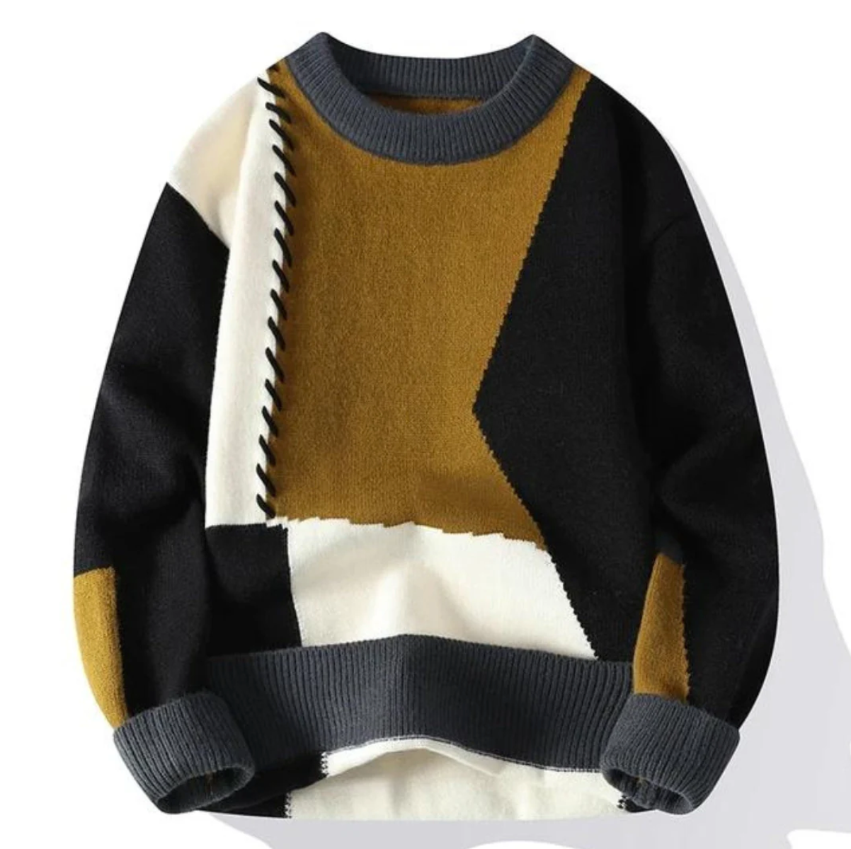 Patchwork stickad tröja – Lekfull stil med modern twist