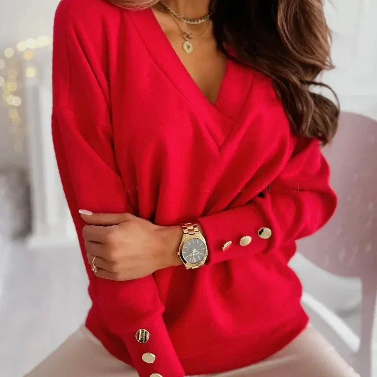 V-ringad Elegant Tröja – Lyxig Look Med Minimal Ansträngning